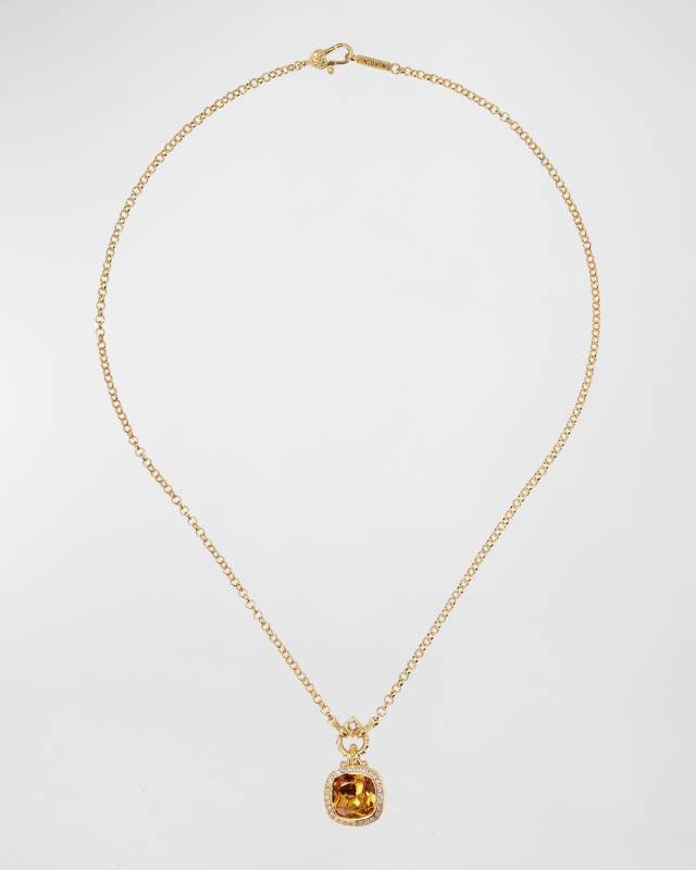 Brown Diamond, Citrine and White Topaz Necklace, 18"L